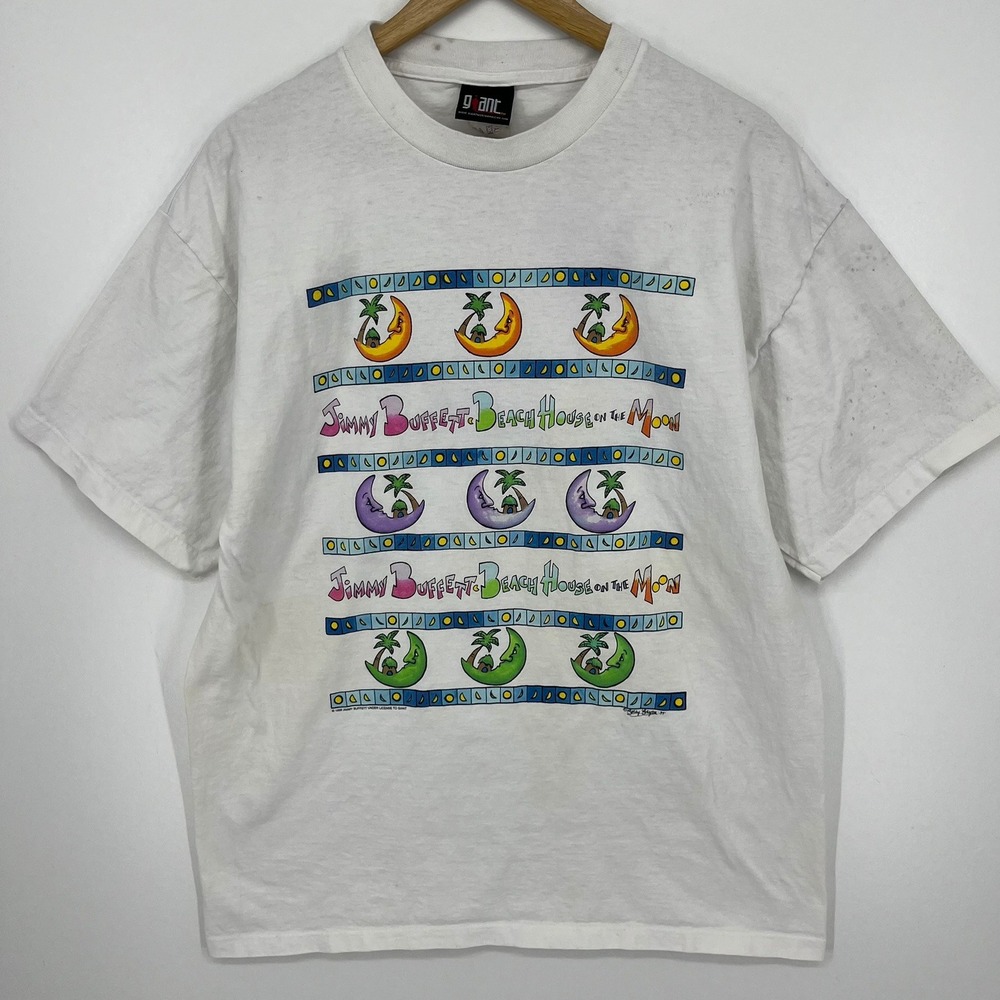 Jimmy Buffett Beach House on the Moon 1999 Vintage‎ Tour Shirt White Large Giant